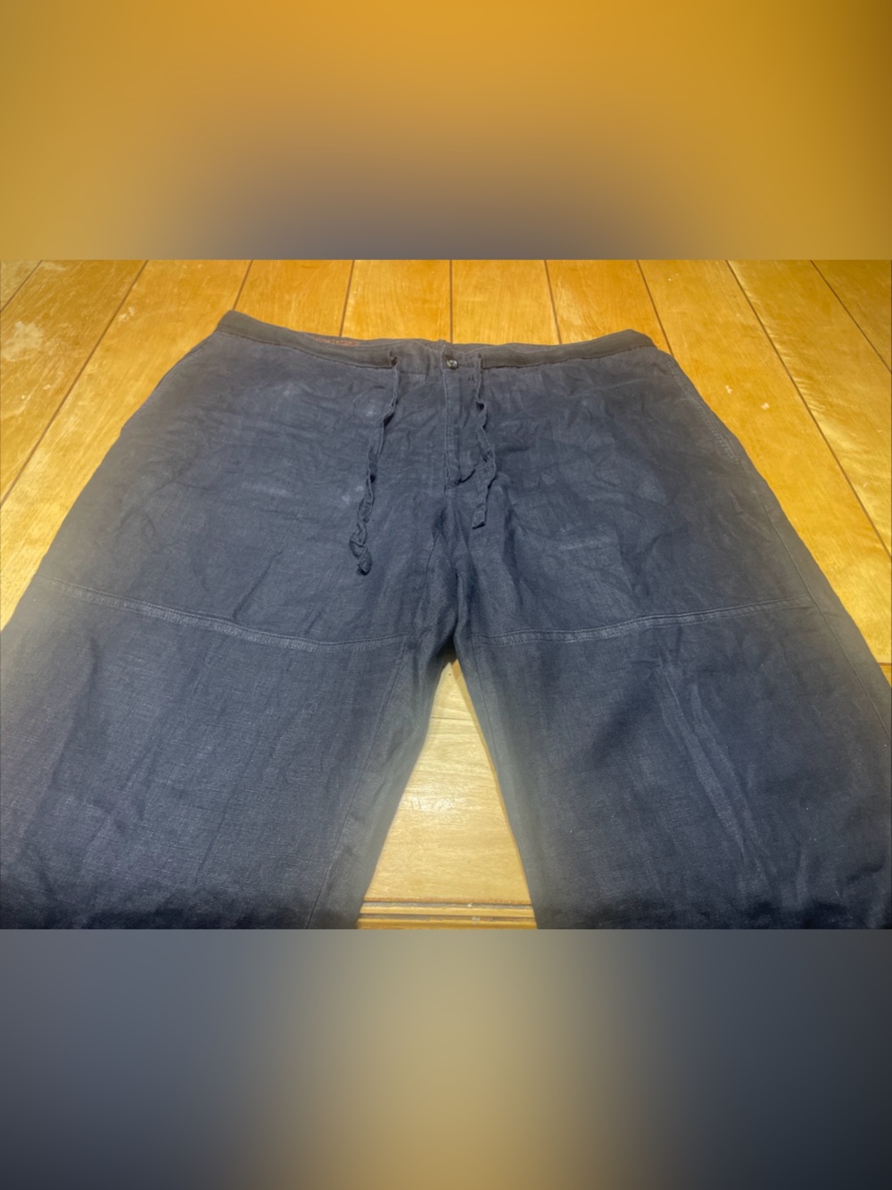 Perry Ellis 100% Linen Relaxed Drawstring Pants Color Black Size 36x30 Casual